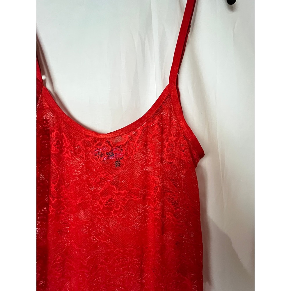 Edikted Dress Womens Large Red Lace Floral Sheer Bodycon Maxi Spaghetti Strap